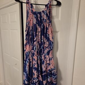 Blue and Pink Sleeveless Dress